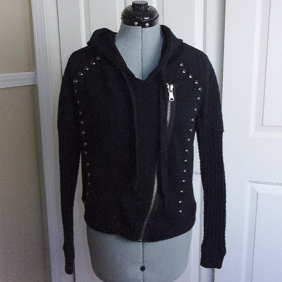 Free People Jackets & Blazers - Free People Moto Sweater Jacket Studded